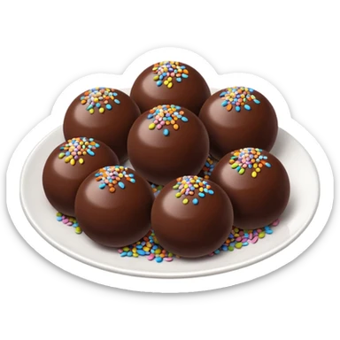 chocolate balls on plate with chocolate sprinkles sticker