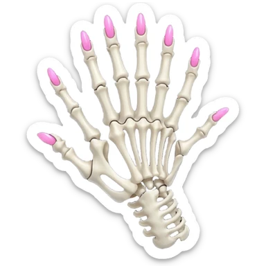 skeleton hand with long pink nails sticker