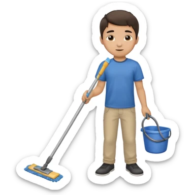 niño trapeando sticker