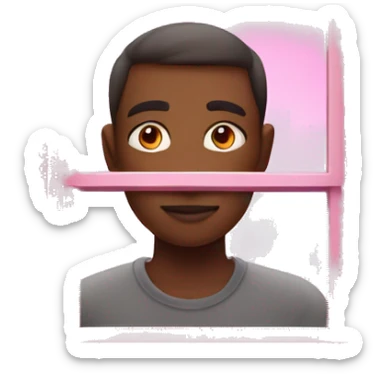 person looking out of pink tinted window sticker