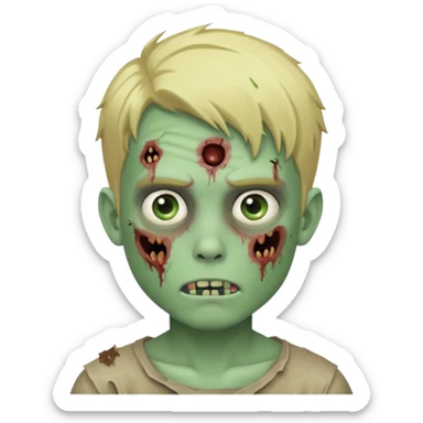 boy zombie with blonde hair and skin pastel green sticker