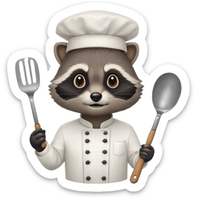 chef black raccoon sticker