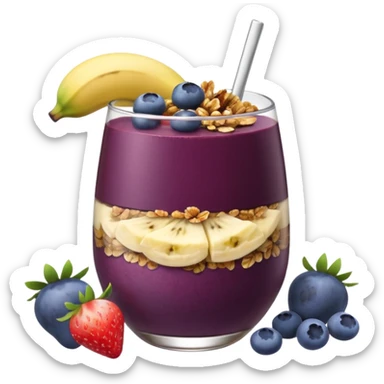 Vaso con açai, que lleve granola plátano arándanos y frutillas sticker