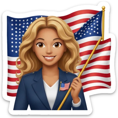 Beyonce with holding  american flag sticker