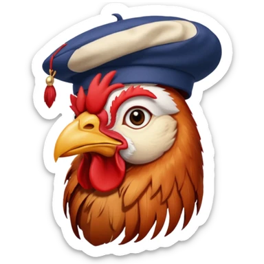 rooster with beret sticker