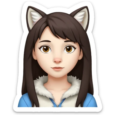 Femboy au cheveux marron foncé avec des oreilles de lynx blanc sticker