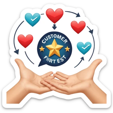 I need to create a slack emoji of: Customer-First. Create one for me, it should have the text as well with some attractive visual. Give me 10 ideas sticker