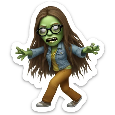  janis joplin zombie dancing, who wears circle glasses sticker