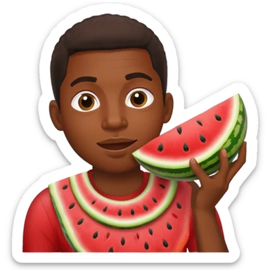 A black man eating a watermelon  sticker