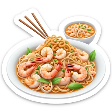 Thai pad thai noodles street food with pastel colors sticker