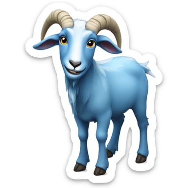 Blue goat whole body pretty smiling sticker