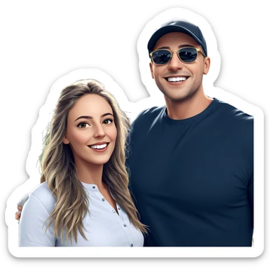 smiling couple with sunglasses sticker