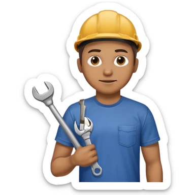 Mechanic + wrench + oil stain sticker