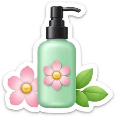 light green and pink floral skincare sticker