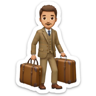 SCOTTISH MAN WITH STUBBLE TRAVELLING WITH SUITCASE AND BAGS sticker