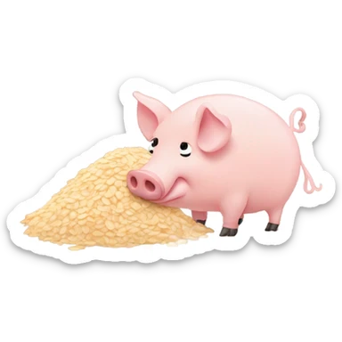 Pig eating oats sticker