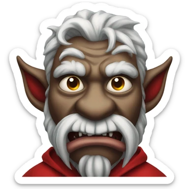 Krampus wearing a red robe sticking his tongue out sticker