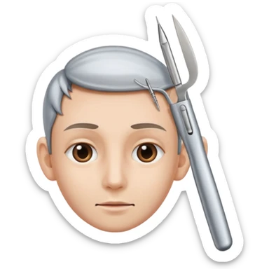 bisturi ao lado de uma orelha sticker