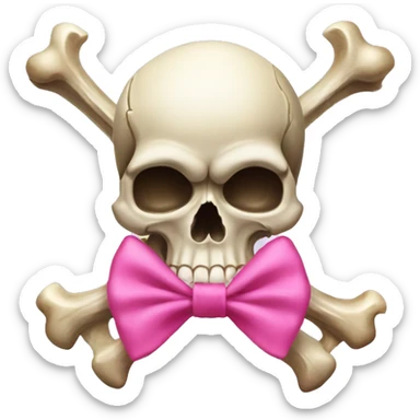 Skull and crossbones with pink bow on top of skull sticker