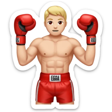 Gota de sangre con cara de enfado y unos guantes de boxeo, que tenga brazos y piernas musculados sticker