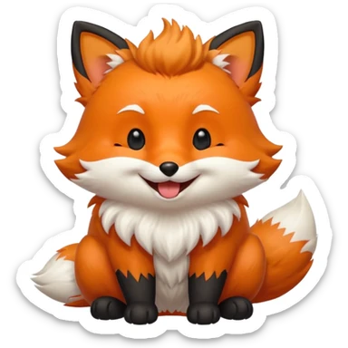 Floofy the Creampuff fox blackish away laughing, chubby. Black paws orange color sticker