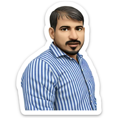 male with beard outdoors wearing stripes sticker