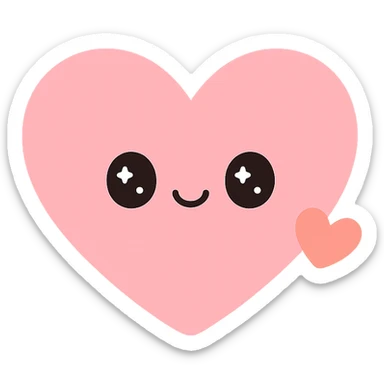 heart with a cute face, symbolizing being in love, cute and adorable style sticker
