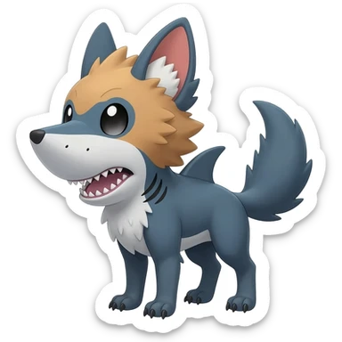 Cool 4-legged digitigrade edgy furry cute realistic Landhai-Shark-canine-Sharpedo-Hyena-hybrid-animal-Pokémon-Fakemon-fusion-creature  sticker