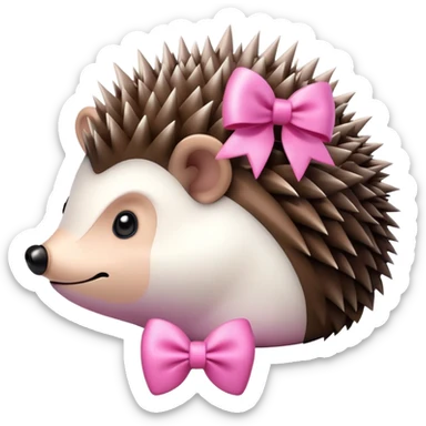hedgehog with a pink bow sticker