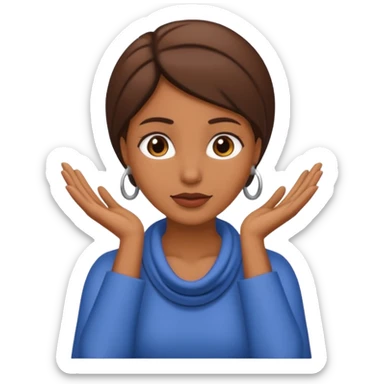 a brownskin emoji woman with her hands around her neck sticker