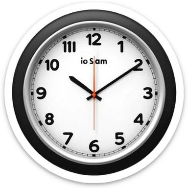wall clock showing 8 am sticker