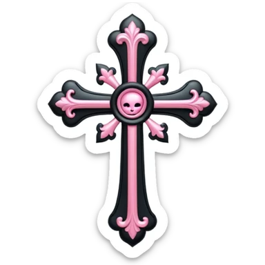 realistic 3d soft cute black pink goth cross , no woman sticker