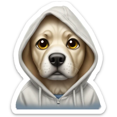 Dog wearing a hoodie sticker