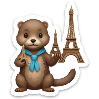 Otter with Eiffel Tower sticker