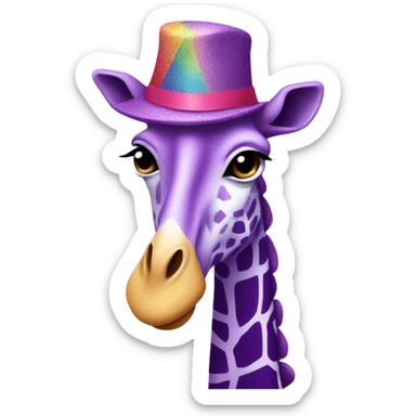 Purple giraffe wearing a hat sticker