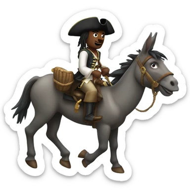 Pirate riding a donkey  sticker