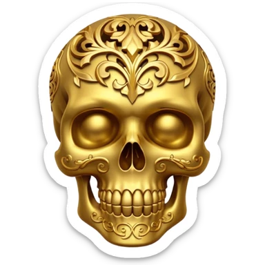 skull in gold sticker