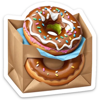 donut in paper bag sticker
