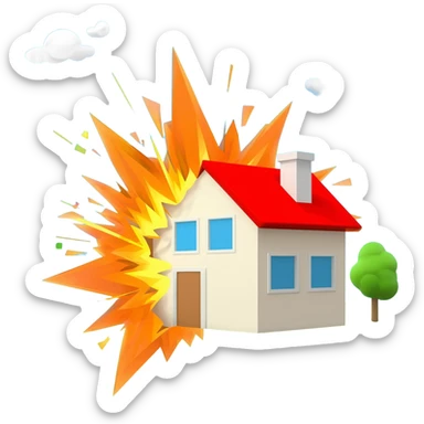 house explode with stuff sticker