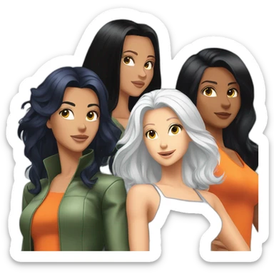 totally spies three girls white hair black hair orenge hair sticker