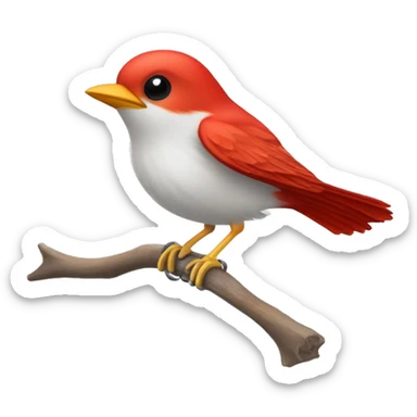 red male flycatcher bird flying in the air with white accent feathres sticker