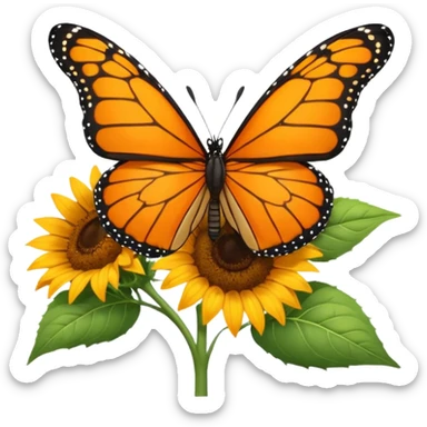 orange Butterfly on Sunflower side angle sticker