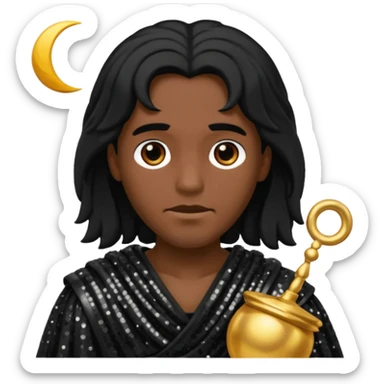 Pluto Death God with long black hair, black sequin toga sticker