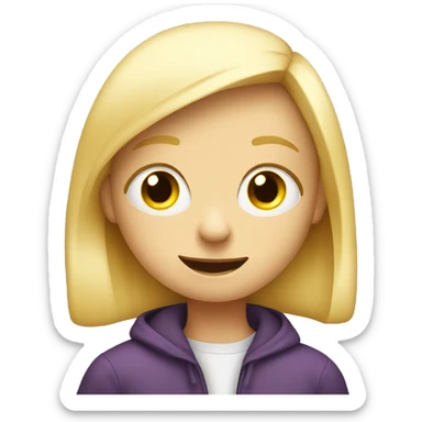 talking blond child with speech bubble near sticker