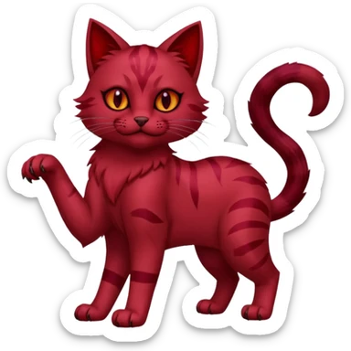 Sanguine crimson maroon burgundy carmine bloody blood-cat-Fakémon-creature (full body) sticker