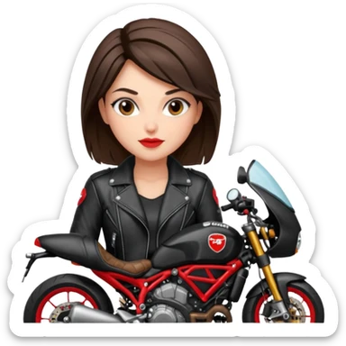 biker girl brune moto christmas ducati sticker