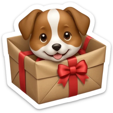 Dog in wrapped paper new yaer sticker