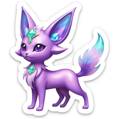 Shiny Exotic Elemental Espeon-Persian-Pokémon-Fakémon-hybrid-creature (full body) sticker