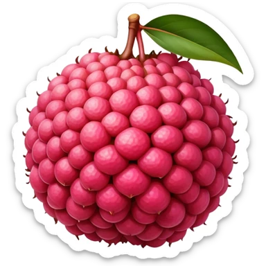 lychee fruit with reddish-pink rough outer skin, some peeled showing white juicy flesh sticker