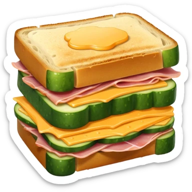 cucumber sandwich without excessive cucumber. with meat in them. bread slightly toasted. and melted cheese sticker